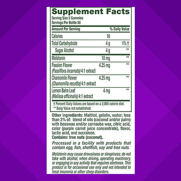 Melatonin Max Strength 10 mg Gummy Vitamin, 100 Gummies