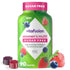 Vitafusion women's multi sugar-free gummies, 90 count, berry flavors, shown with a strawberry and blueberry.
