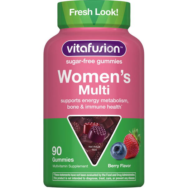 Sugar Free Women's Multi Gummies, 90 count, Berry Flavor, supports energy metabolism, bone and immune health.