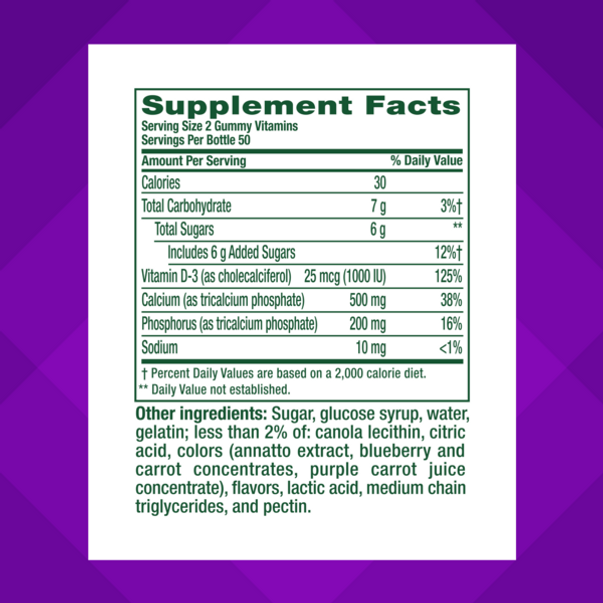 Calcium + D3 Gummy, 100 Gummies