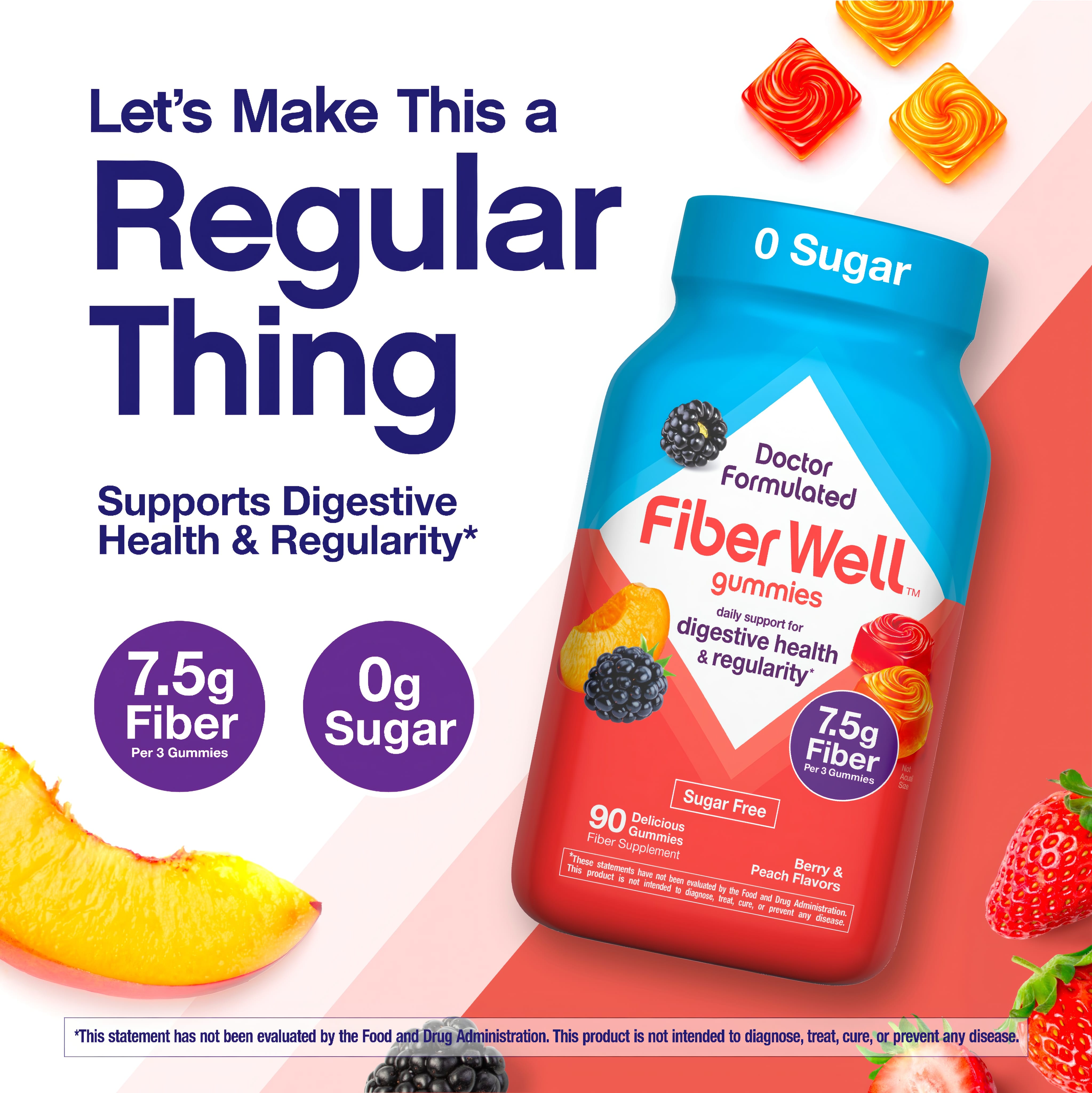 Fiber Well Sugar Free Gummy Vitamin - 90 Gummies