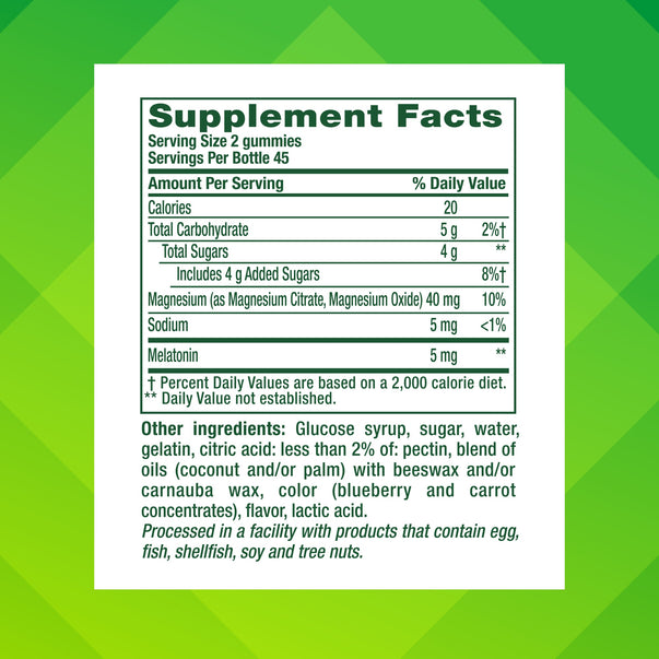 Melatonin 5mg + Magnesium Gummy, 90 Gummies